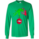 GRINCH HAND HOLDING DENVER BRONCOS GLITTER CHRISTMAS PINGPONG