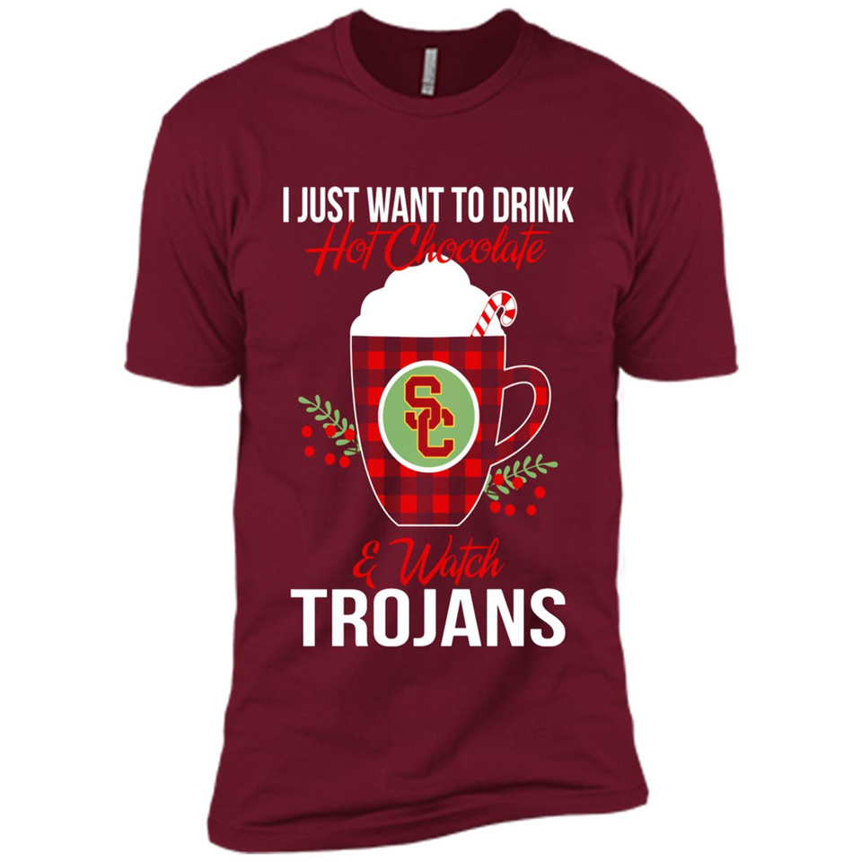 I Just Want To Drink Hot Chocolate & Watch USC Trojans Ugly Christmas Sweater PINGPONG