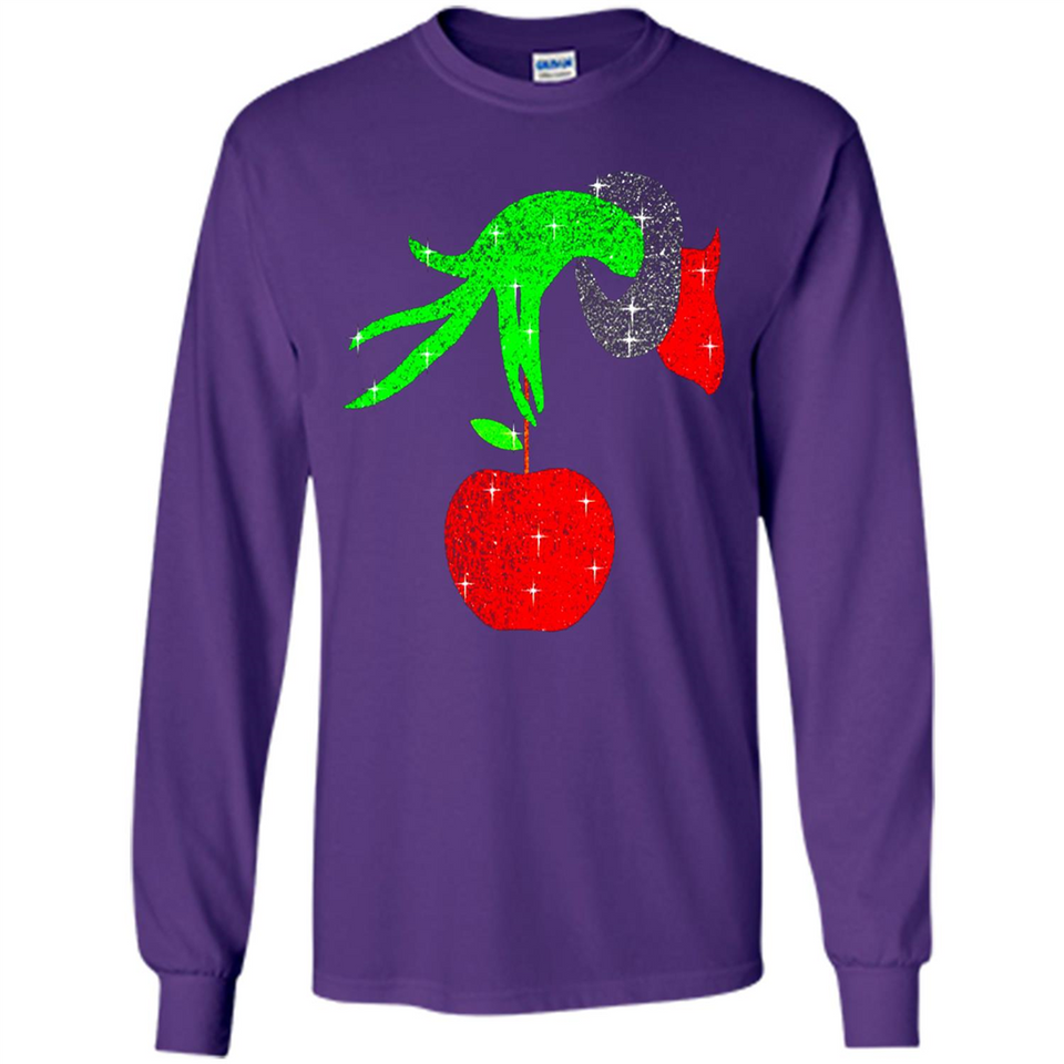 Christmas The Grinch Hand Holding Apple Ornament sweater - Long Sleeve T-Shirt