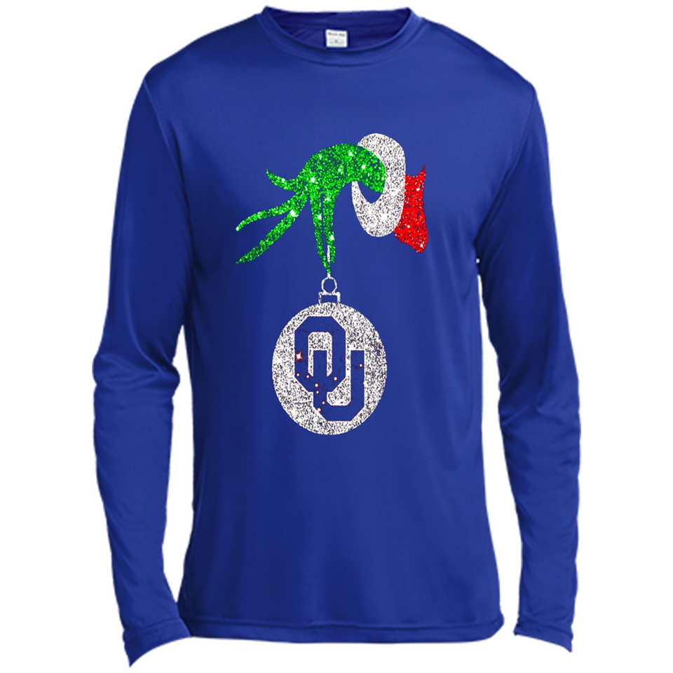 Amazing tee Oklahoma Sooners Glitter Grinch Monogram Ornament Christmas Gift - Canvas Long Sleeve T-Shirt