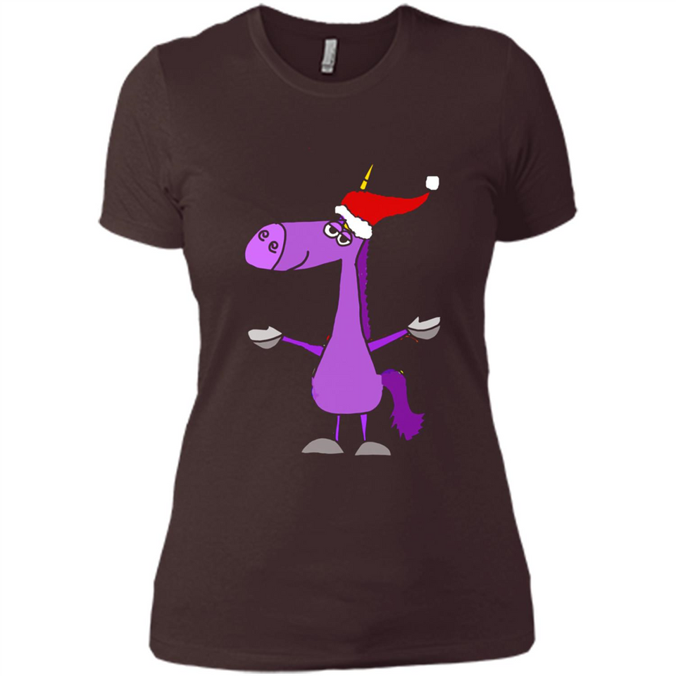 Funny Christmas Unicorn in Santa Hat - Ladies' Boyfriend T-Shirt