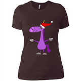 Funny Christmas Unicorn in Santa Hat - Ladies' Boyfriend T-Shirt