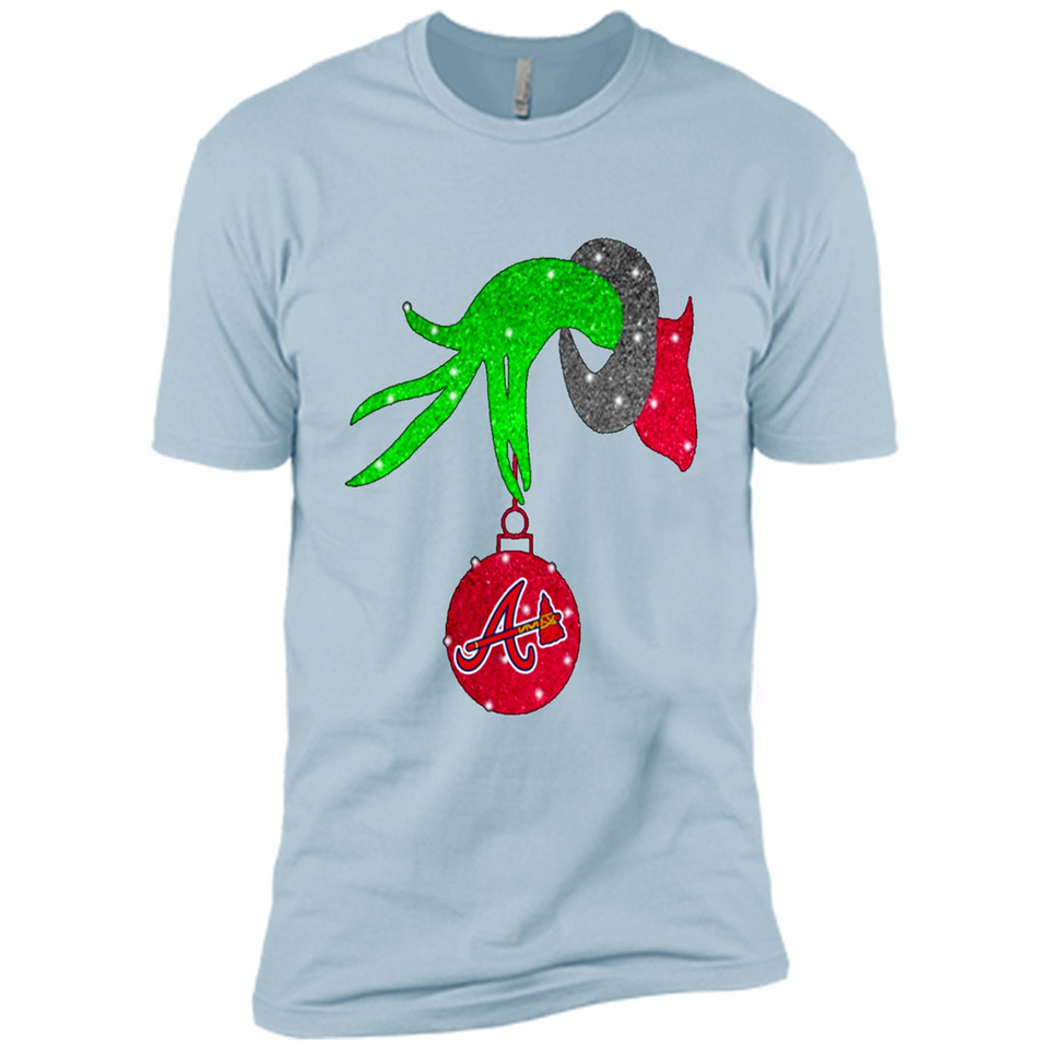 GRINCH HAND HOLDING ATLANTA BRAVES GLITTER CHRISTMAS PINGPONG