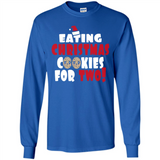 Womens Funny Eating Christmas Cookies For Two Pregnancy - Long Sleeve T-Shirt