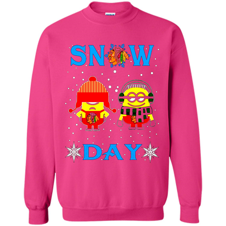 Snow Day Shirt For Chicago Blackhawks Vs Minion Fans pingpong