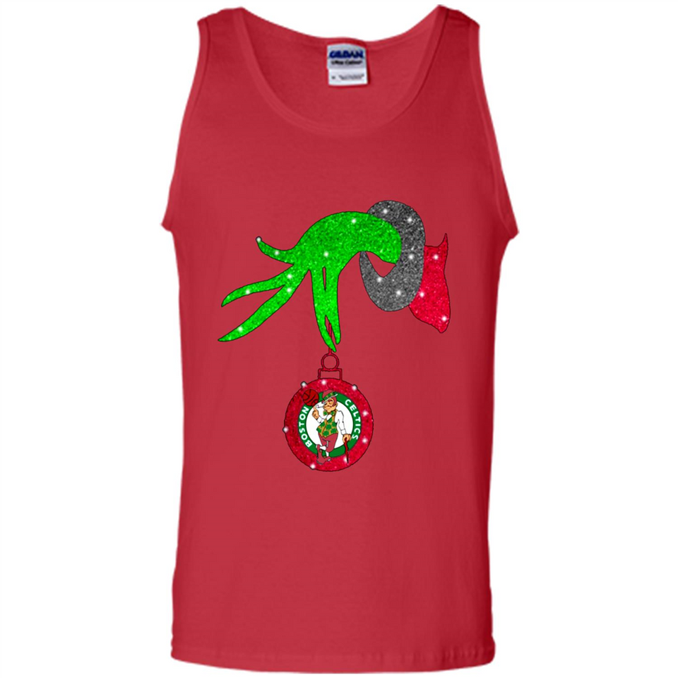 GRINCH HAND HOLDING BOSTON CELTICS NBA GLITTER CHRISTMAS PINGPONG