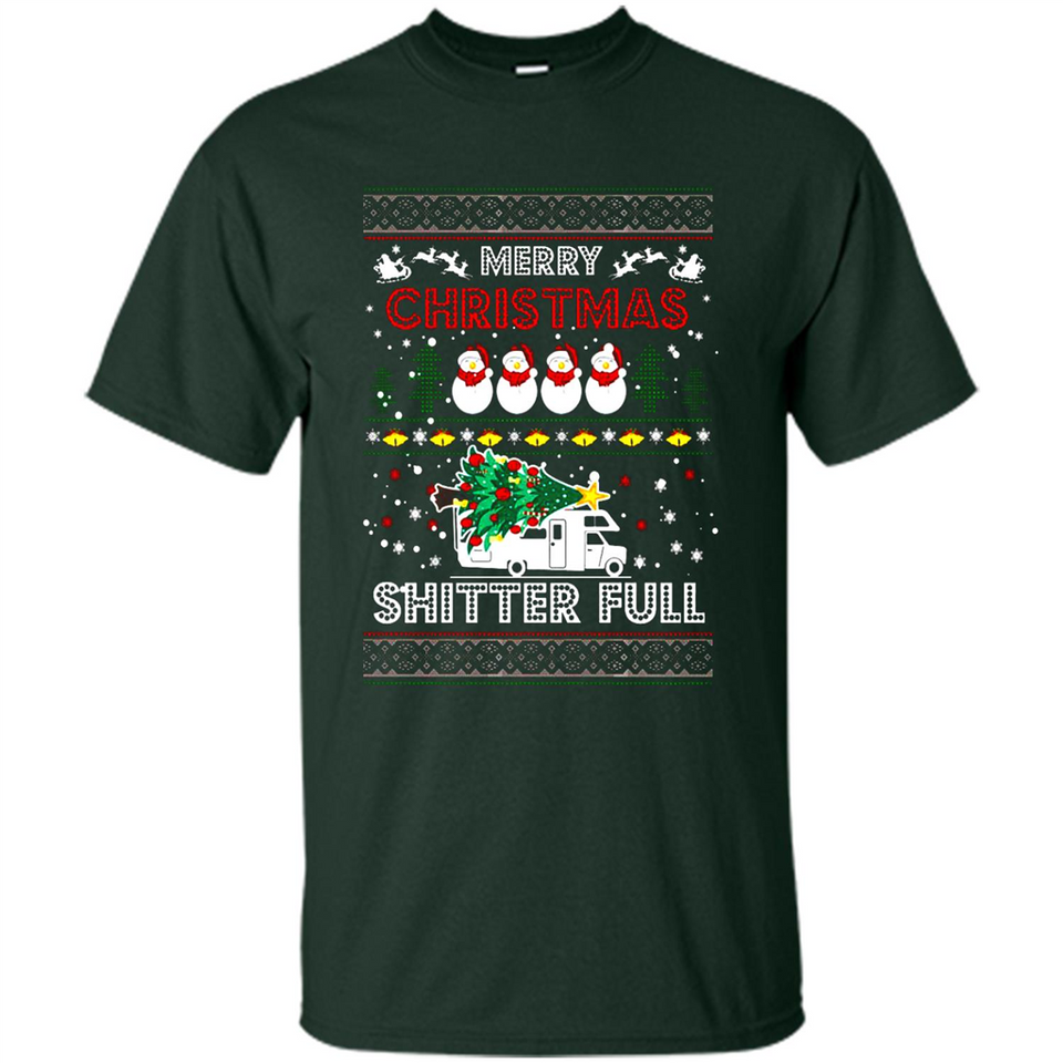 Merry Christmas Shitter Full Christmas Tree Snowman Sweater PINGPONG - Shirt