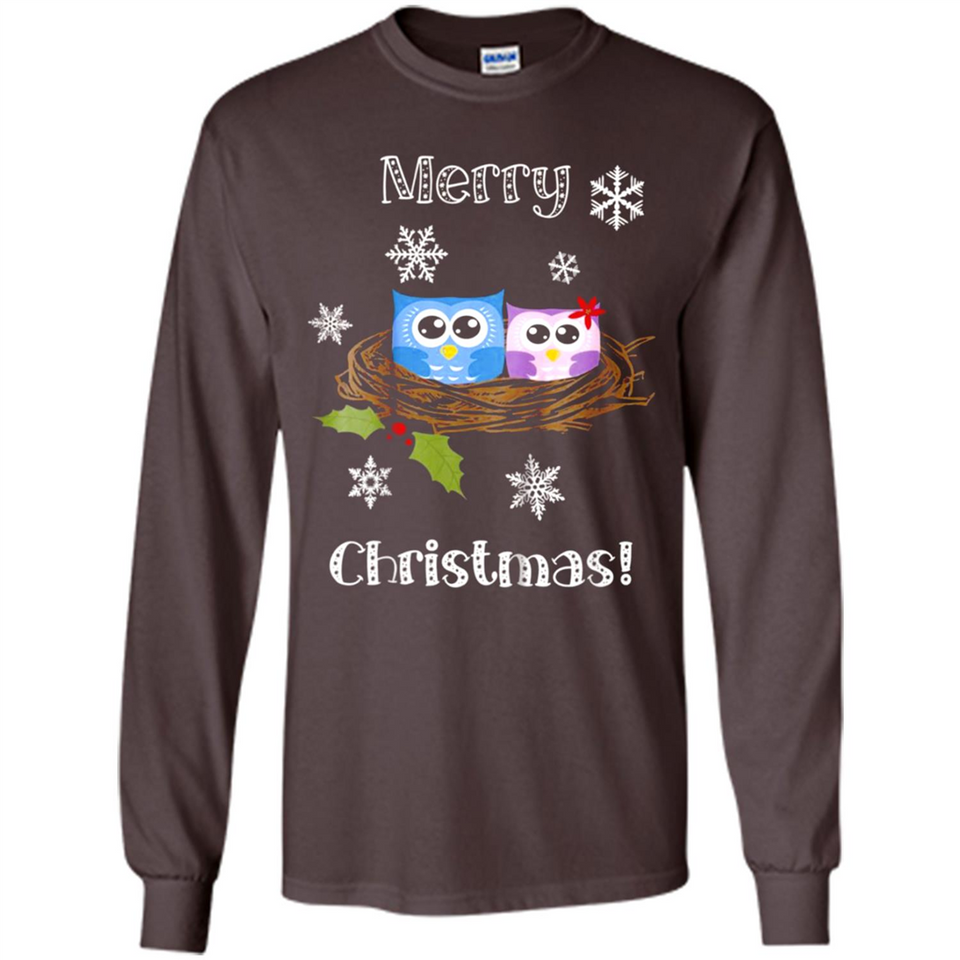 Cute Christmas Shirt Merry Christmas Snowflakes Owls Nest