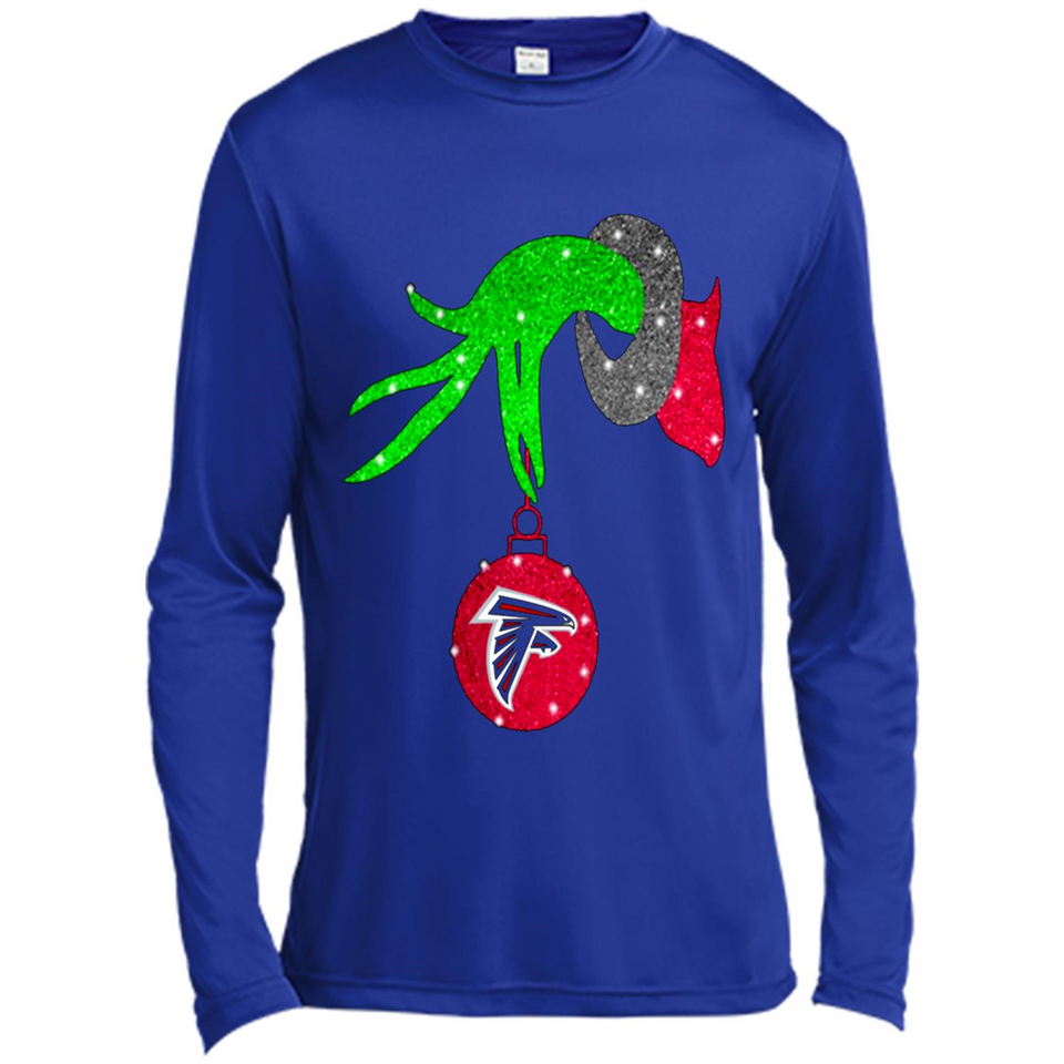 GRINCH HAND HOLDING ATLANTA FALCONS GLITTER CHRISTMAS PINGPONG