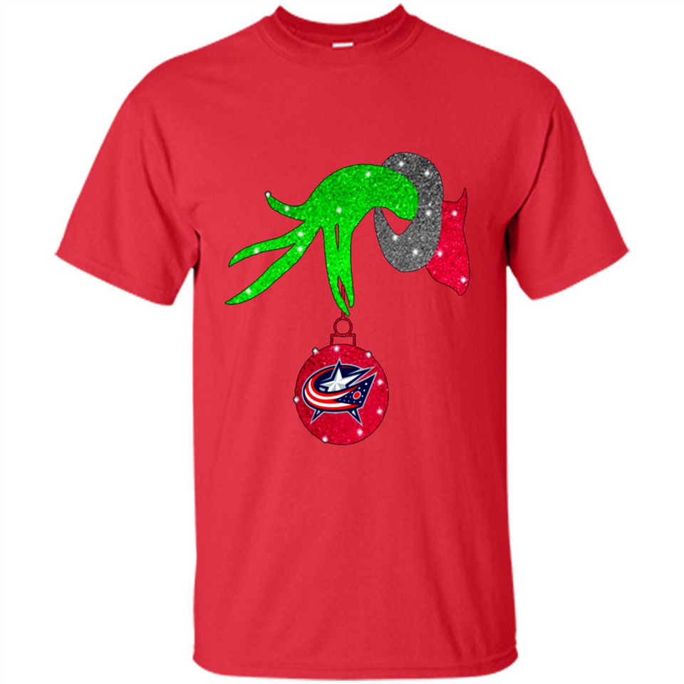 GRINCH HAND HOLDING COLUMBUS BLUE JACKETS GLITTER CHRISTMAS PINGPONG