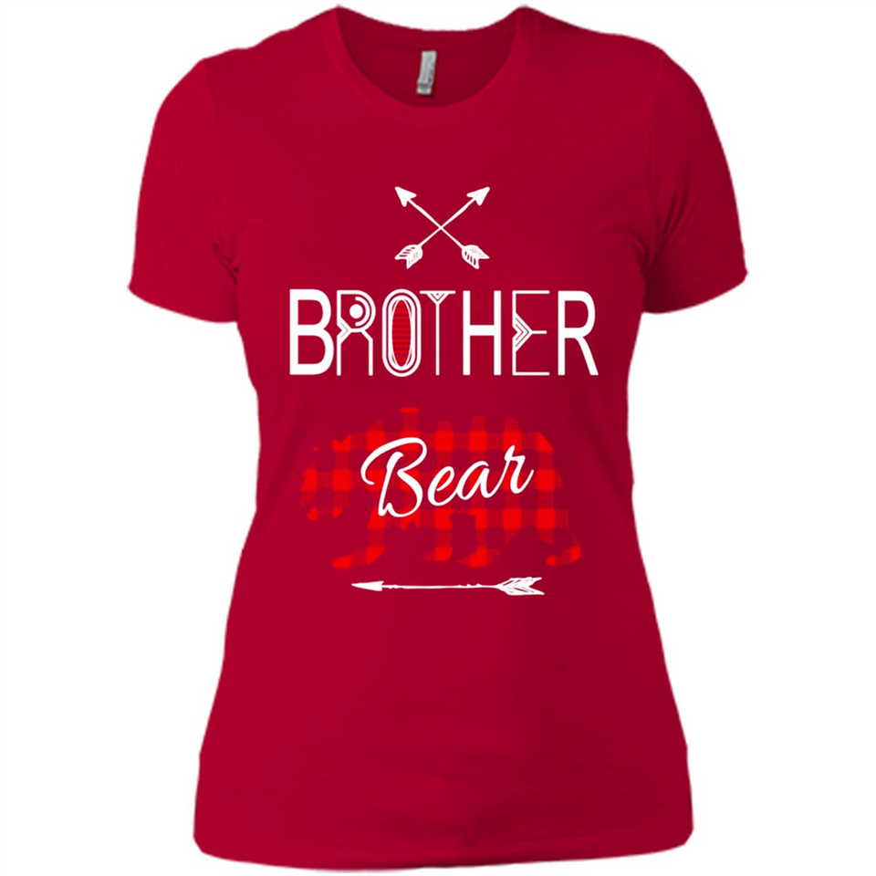 Brother Shirt Buffalo Plaid Family Camping Bear Tee - Ladies' Boyfriend T-Shirt