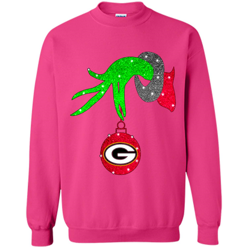 GRINCH HAND HOLDING GREEN BAY PACKERS GLITTER CHRISTMAS PINGPONG