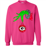 GRINCH HAND HOLDING GREEN BAY PACKERS GLITTER CHRISTMAS PINGPONG