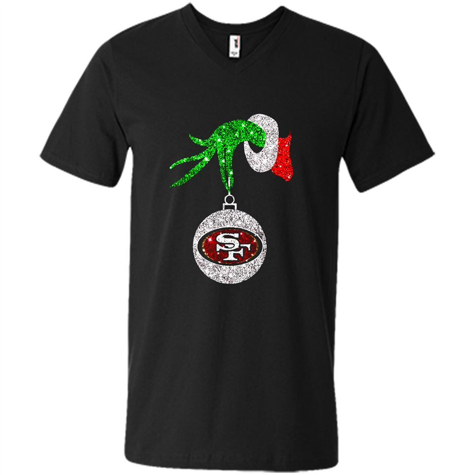 Amazing tee San Francisco 49ers Glitter Grinch Monogram Ornament Christmas Gift - Men's V-Neck
