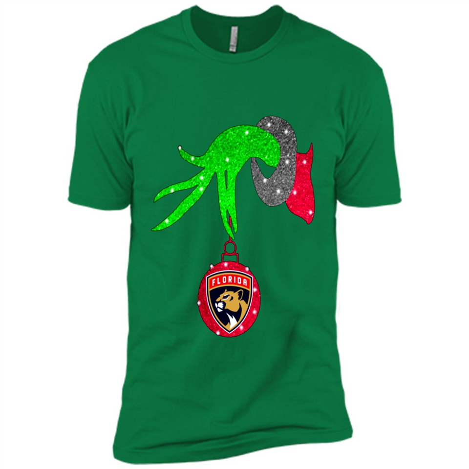 GRINCH HAND HOLDING FLORIDA PANTHERS GLITTER CHRISTMAS PINGPONG