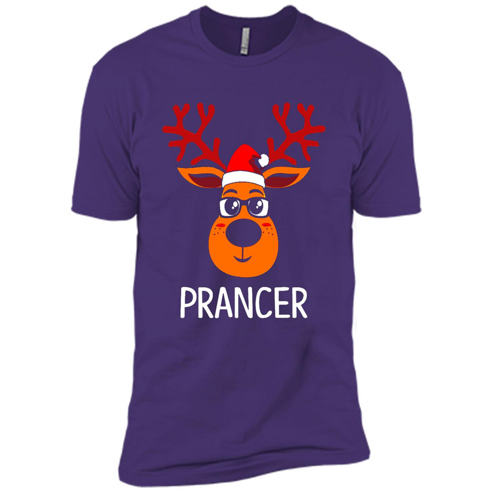 Prancer Reindeer Santa Claus Funny Xmas Holiday T-Shirt - Premium Short Sleeve T-Shirt