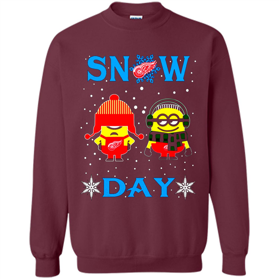 Snow Day Shirt For Detroit Red Wings Vs Minion Fans pingpong
