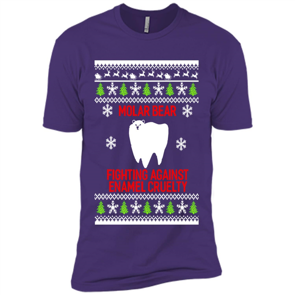 Molar bear fighting against enamel cruelty Christmas - Premium Short Sleeve T-Shirt