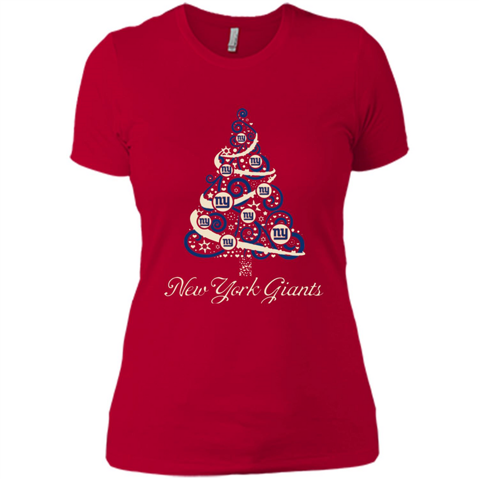 New York Giants NFL Football Team Logo Christmas Tree T-Shirt - Ladies' Boyfriend T-Shirt