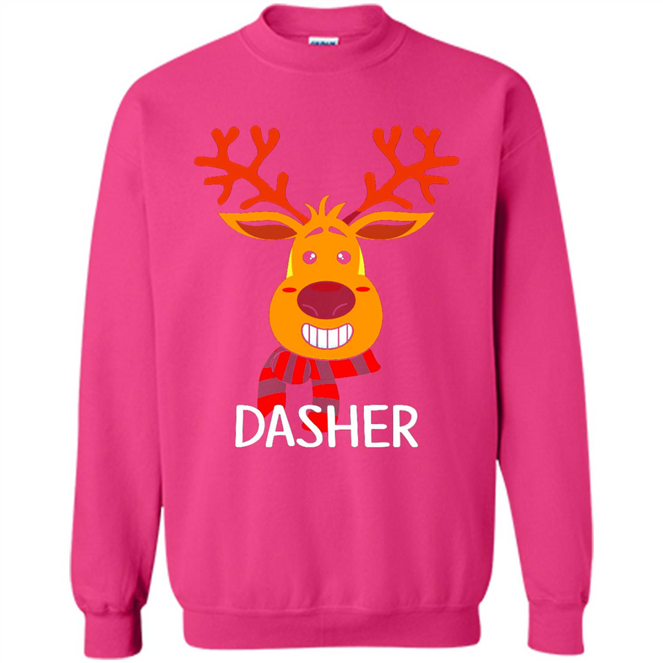 Dasher Reindeer Santa Claus Funny Xmas Holiday T-Shirt - Sweatshirt