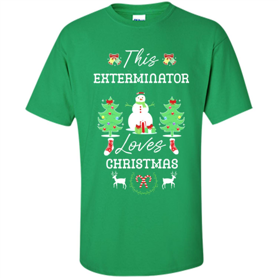 This Exterminator Loves Christmas Tree Shirt with Snowman