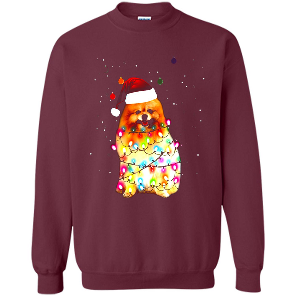 Pomeranian Santa Lights Christmas Dog Xmas Sweatshirt - Sweatshirt