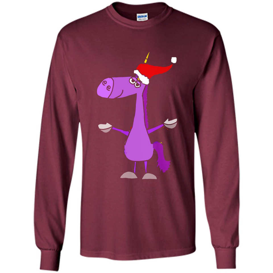Funny Christmas Unicorn in Santa Hat - Long Sleeve T-Shirt