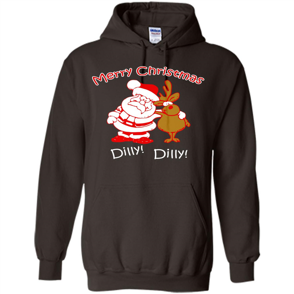 Christmas T-Shirt Santa And Reindeer Dilly Dilly - Hoodie
