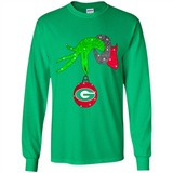GRINCH HAND HOLDING GEORGIA BULLDOGS GLITTER CHRISTMAS PINGPONG