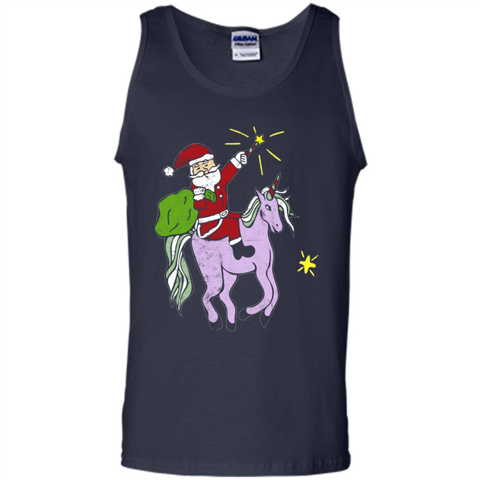 Distressed Retro Santa Riding Unicorn - Tank Top