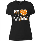 Clemson Tiger Paw Football My Heart is on that Field - Ladies' Boyfriend T-Shirt