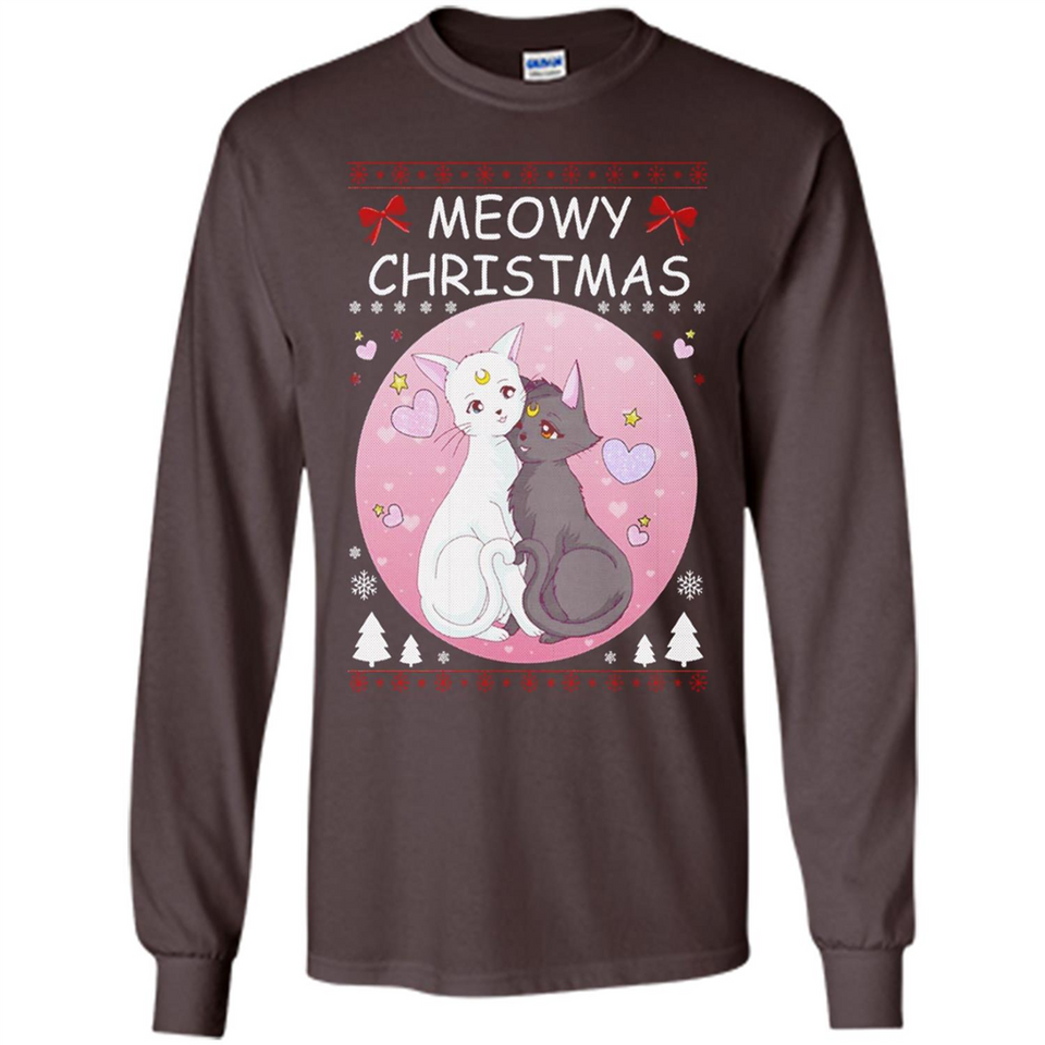 Sailor Moon Yin Yang Cat Love Ugly Christmas Sweater - Long Sleeve T-Shirt