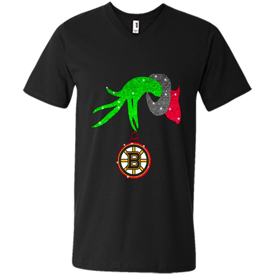 GRINCH HAND HOLDING BOSTON BRUINS GLITTER CHRISTMAS PINGPONG