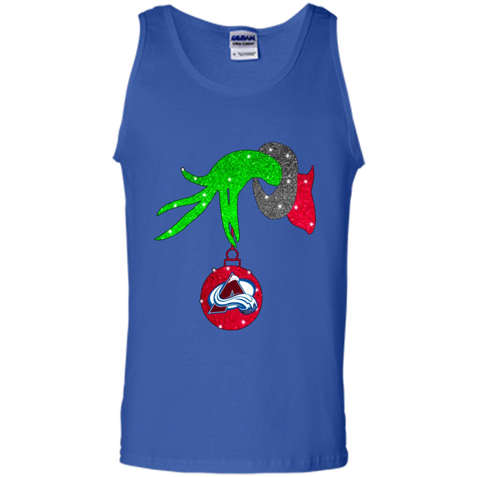 GRINCH HAND HOLDING COLORADO AVALANCHE GLITTER CHRISTMAS PINGPONG