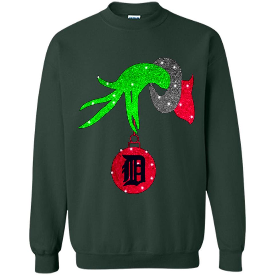 GRINCH HAND HOLDING DETROIT TIGERS GLITTER CHRISTMAS PINGPONG