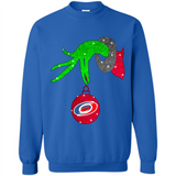 GRINCH HAND HOLDING CAROLINA HURRICANES GLITTER CHRISTMAS PINGPONG