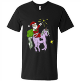 Distressed Retro Santa Riding Unicorn - Men's V-Neck