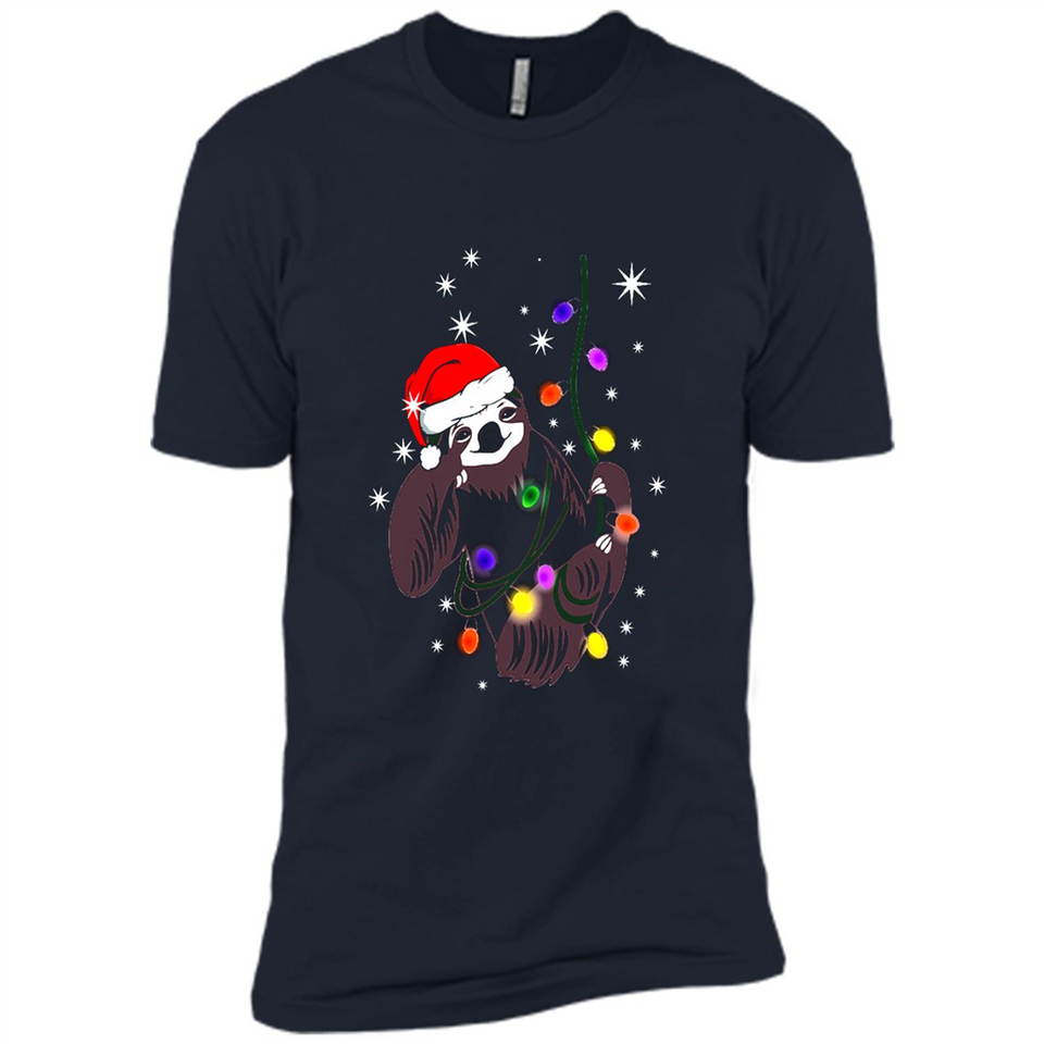 Cute Christmas Choloepus Sloth Santa Led Light Mug - Premium Short Sleeve T-Shirt