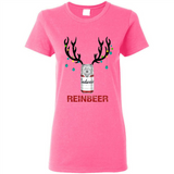Budweiser Reinbeer Funny Beer Reindeer Christmas Sweatshirt - Ladies Short-Sleeve