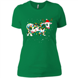 Christmas Lights Cow Wearing Santa Hat Funny Xmas Sweatshirt - Ladies' Boyfriend T-Shirt