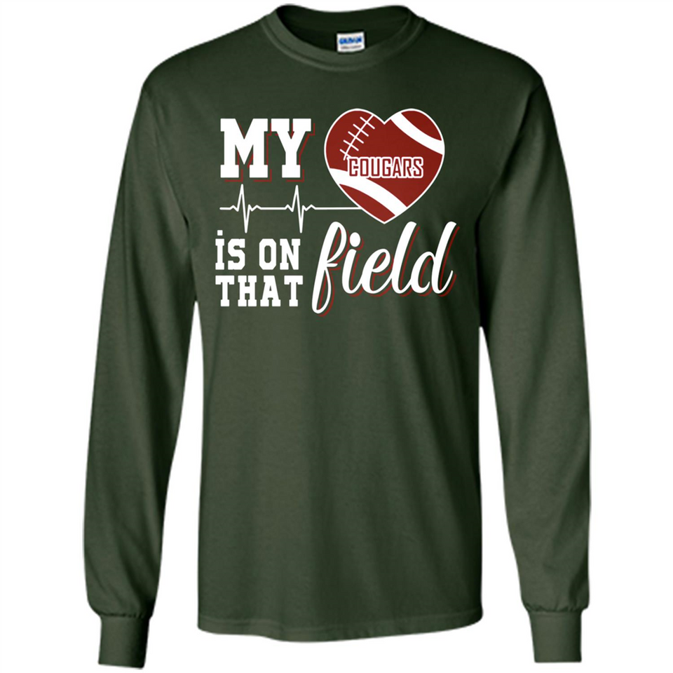 Washington State Cougars Football My Heart is on that Field - Long Sleeve T-Shirt