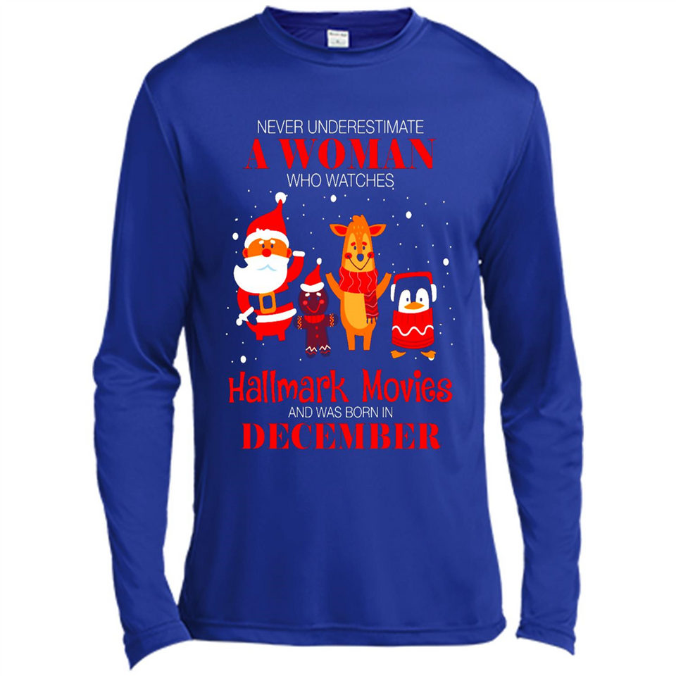 Never Underestimate A December Woman Watches Hallmark Movies Sweatshirt - Canvas Long Sleeve T-Shirt