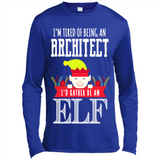 Tired Architect I'd Rather Be An Elf Christmas - Canvas Long Sleeve T-Shirt