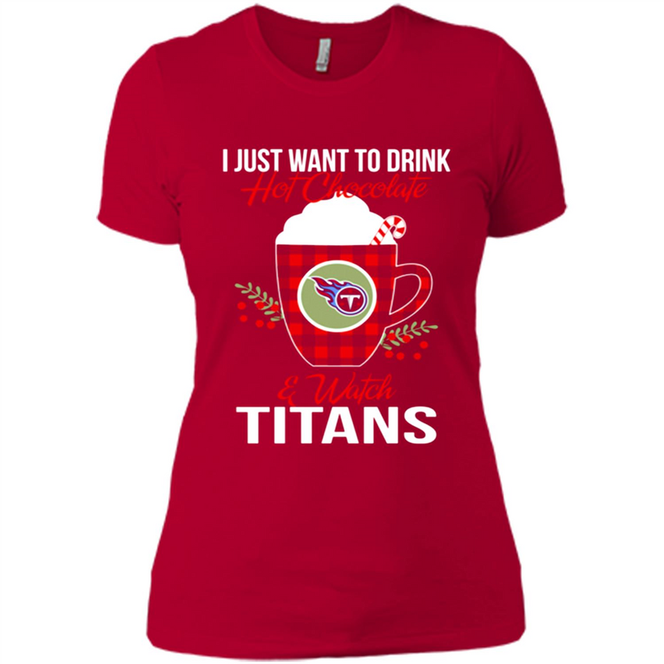 I Just Want To Drink Hot Chocolate & Watch Tennessee Titans Ugly Christmas Sweater PINGPONG