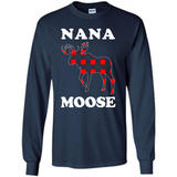 Nana Moose Funny Christmas Plaid Buffalo T-Shirt - Long Sleeve T-Shirt