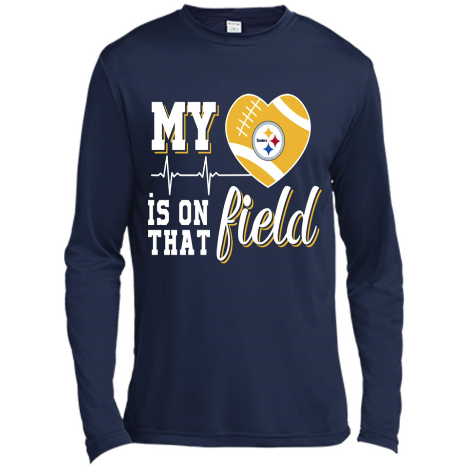Pittsburgh Steelers Football My Heart is on that Field - Canvas Long Sleeve T-Shirt