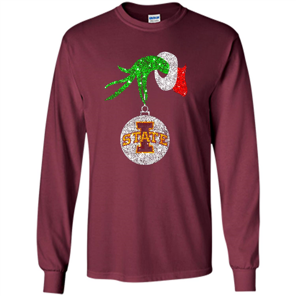 Amazing Iowa State Cyclones Glitter Grinch Monogram Ornament Christmas Gift - Long Sleeve T-Shirt