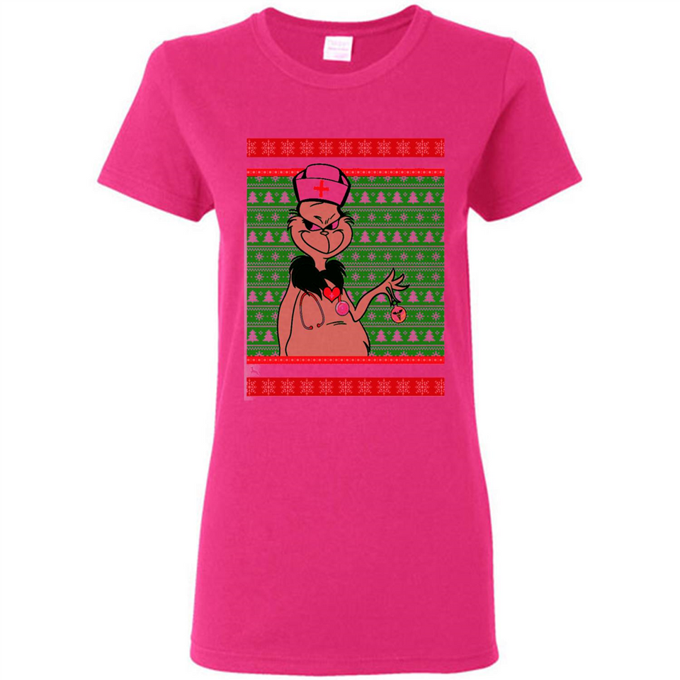Grinch Nurse Ugly Christmas Sporty T-Shirt PINGPONG - Ladies Short-Sleeve