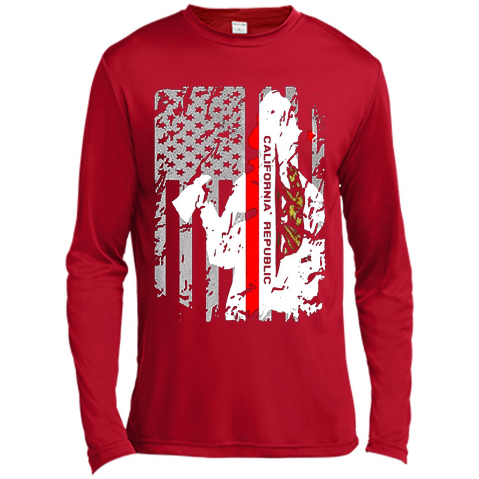 Paradise California Firefighter Thin Red Line Funds Youth T-Shirt PINGPONG - Canvas Long Sleeve T-Shirt