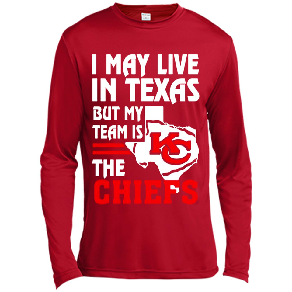 I May Live In Texas But My Team Is The Chiefs - Canvas Long Sleeve T-Shirt